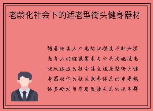 老龄化社会下的适老型街头健身器材